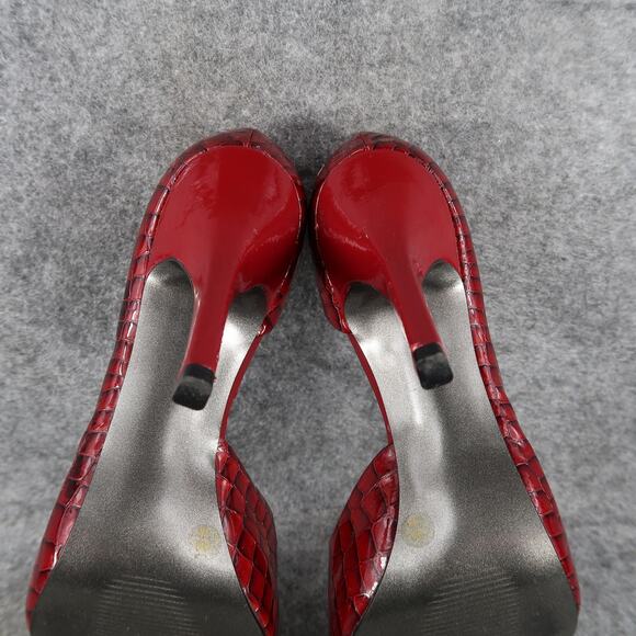 Jessica Simpson Shoes Womens 8 Pumps Stiletto Heel Peep Toe D'Orsay Red Platform - Picture 13 of 14